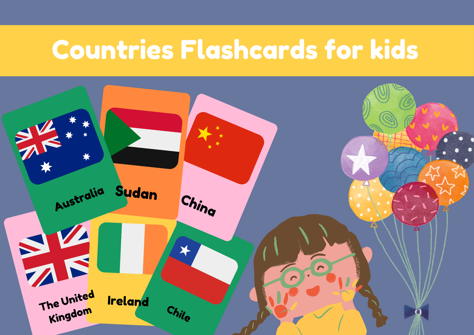 Countries Flashcards for kids